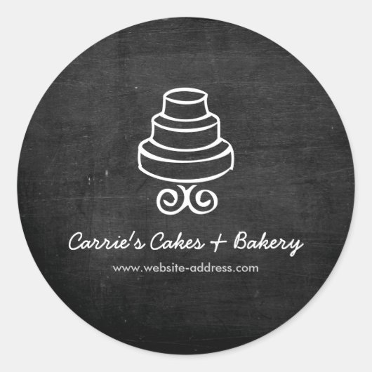  Tiered Cake Logo op Black Wood Bakkerij Ronde Sticker (Voorkant)