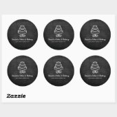  Tiered Cake Logo op Black Wood Bakkerij Ronde Sticker (Vel)