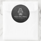  Tiered Cake Logo op Black Wood Bakkerij Ronde Sticker (Tas)