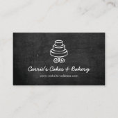  Tiered Cake Logo op Black Wood Bakkerij Visitekaartje (Voorkant)