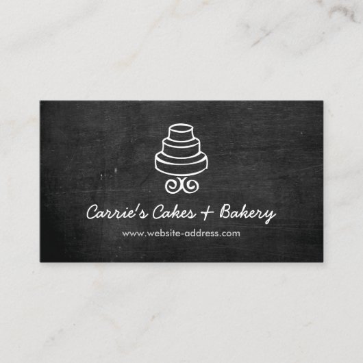  Tiered Cake Logo op Black Wood Bakkerij Visitekaartje (Voorkant)