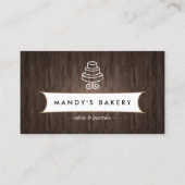  Tiered Cake Logo op bruin hout Visitekaartje (Voorkant)