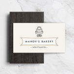 Tiered Cake Logo op Ivoor Visitekaartje<br><div class="desc">Een handgetekende logo van een drietraps taartset op een  stijl lay-out is het perfecte visitekaartje voor bakkerijen,  taartdecorateurs,  cafés,  catering,  etc. © 1201AM CREATIVE</div>
