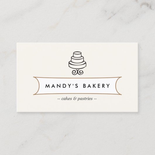  Tiered Cake Logo op Ivoor Visitekaartje (Voorkant)
