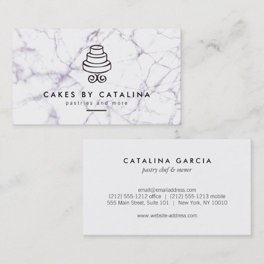  Tiered Cake Logo op Marmeren Bakkerij Visitekaartje (Voorkant / Achterkant)