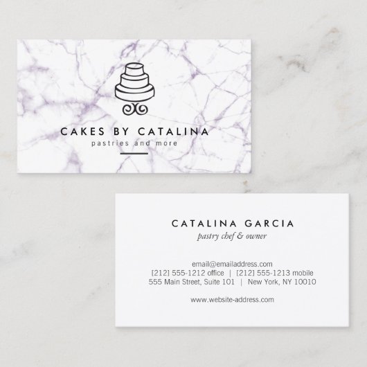  Tiered Cake Logo op Marmeren Bakkerij Visitekaartje (Voorkant / Achterkant)