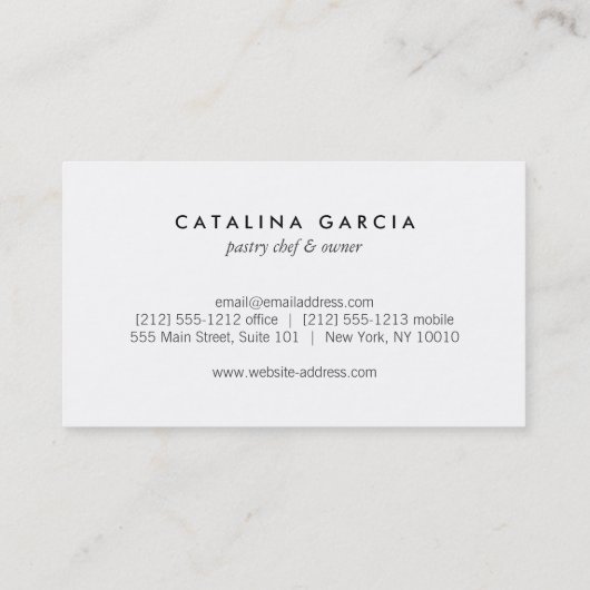  Tiered Cake Logo op Marmeren Bakkerij Visitekaartje (Achterkant)