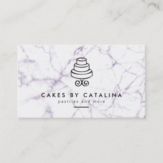 Tiered Cake Logo op Marmeren Bakkerij Visitekaartje (Voorkant)