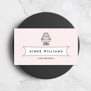  Tiered Cake Logo op Roze Visitekaartje