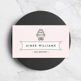  Tiered Cake Logo op Roze Visitekaartje