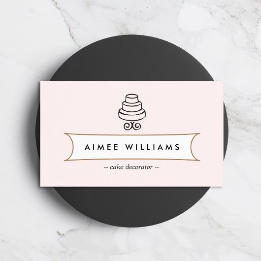 Tiered Cake Logo op Roze Visitekaartje