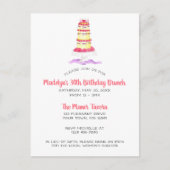 Tiered Cake Roze Streep Verjaardag Uitnodiging (Voorkant)