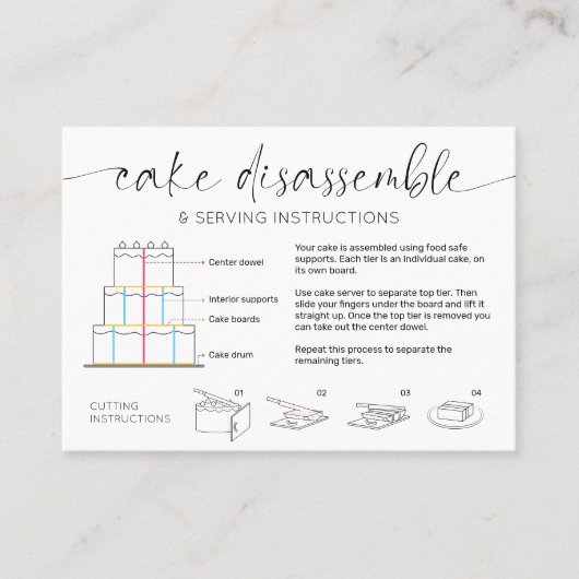 Tiered Cake Serving Guide Elegant Script minimaal Visitekaartje (Voorkant)