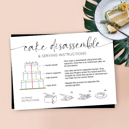 Tiered Cake Serving Guide Elegant Script minimaal Visitekaartje