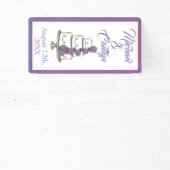 Tiered Paarse Bloemen Trouwtaart Vrijgezellenfeest Spandoek (Insitu)