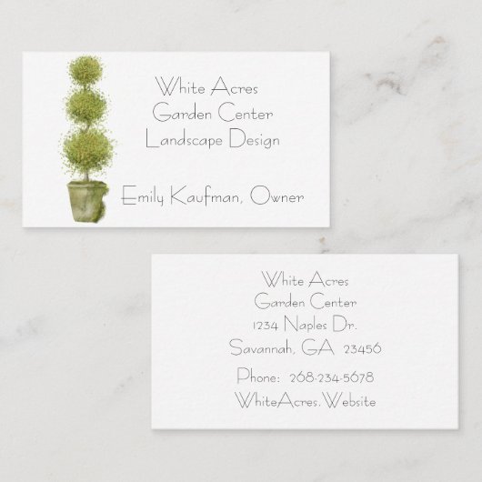 Tiered Topiary Plant Visitekaartje (Voorkant / Achterkant)