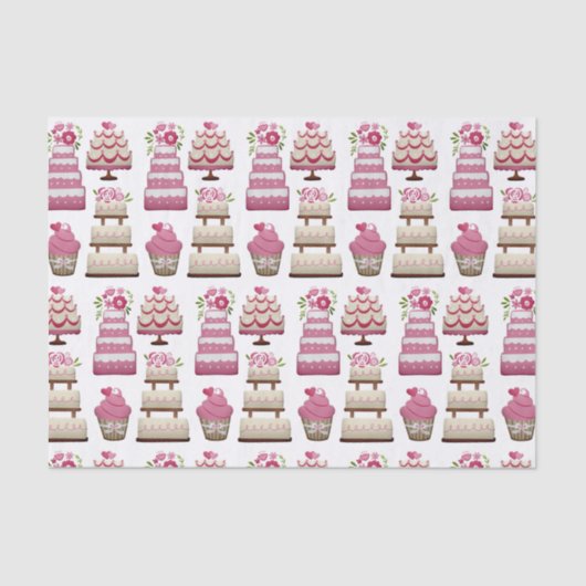 Tiered Wedding Cakes Schattige Pattern Tissuepapier (Voorkant)
