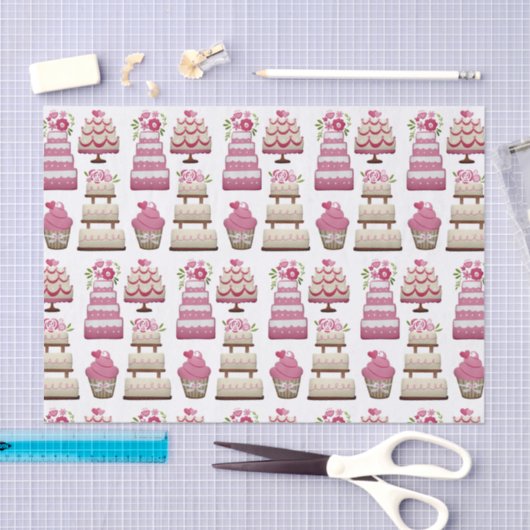 Tiered Wedding Cakes Schattige Pattern Tissuepapier (Craft)