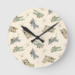 Tierende Art Deco tweedekkers - blauwgroen patroon Ronde Klok