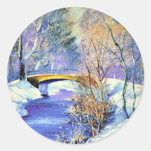 Tiergarten im Winter, beroemd schilderij Ronde Sticker (Voorkant)