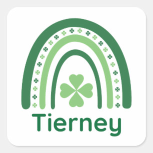 Tierney Name Clover Boho Rainbow Vierkante Sticker