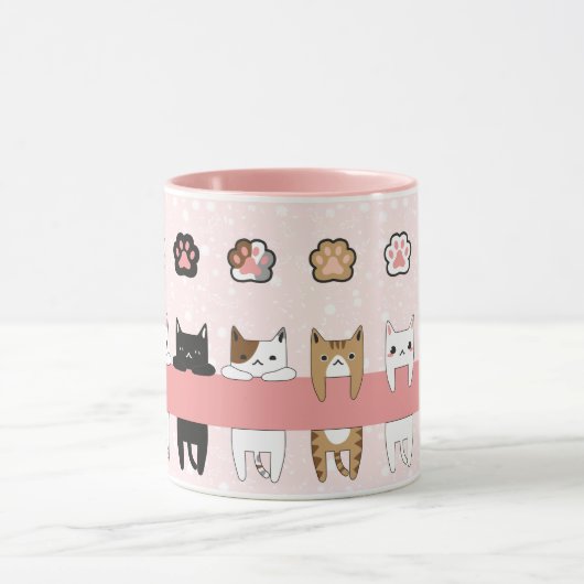 Tiernos gatitos en fondo rosa con flores mok (Midden)