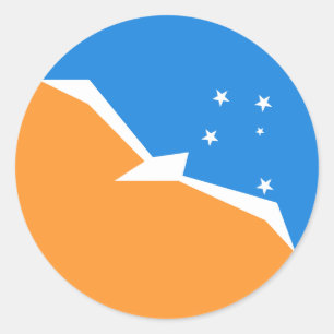 Tierra Del Fuego Flag. Patagonia, Argentinië Ronde Sticker
