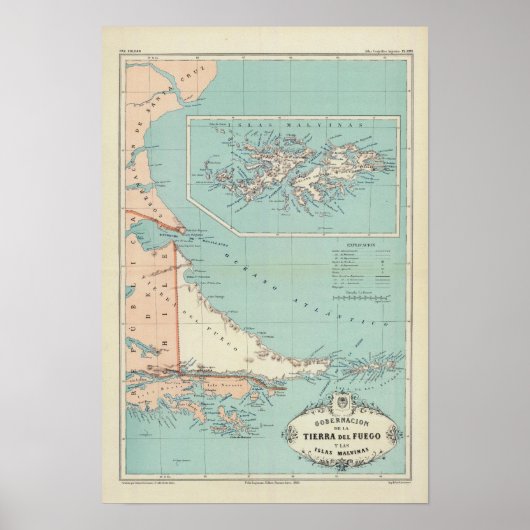 Tierra del Fuego, Islas Malvinas, Argentinië Poster (Voorkant)