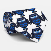 Ties Wit Blauwe Uil Stropdas (Opgerold)