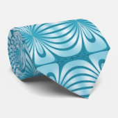 Ties Zizzago Bloeiende Retro Blauw Stropdas (Opgerold)