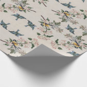  tietvogels op een appelboomkunst cadeaupapier (Hoek)