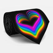 Tiewel met gloeiende regenboog hart stropdas (Opgerold)