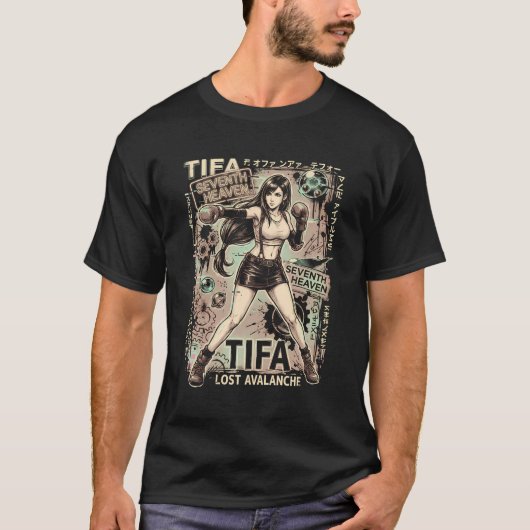 Tifa Lockhart FF7 Remake Zwarte Crop Top Midriff (Voorkant)