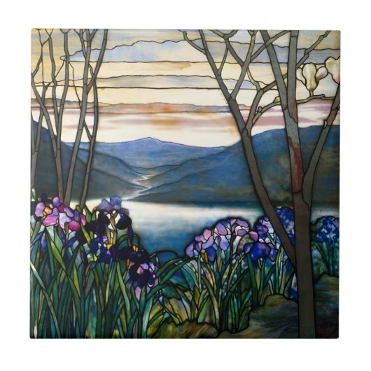 tiffaantegels kleurrijk berglandschap tegeltje (Voorkant)