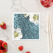 Tiffany Aqua Beach Blue Jasmine Glitter Sequin Servetten (Insitu)