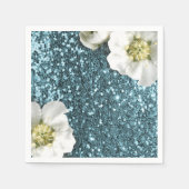 Tiffany Aqua Beach Blue Jasmine Glitter Sequin Servetten (Voorkant)
