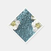 Tiffany Aqua Beach Blue Jasmine Glitter Sequin Servetten (Hoek)