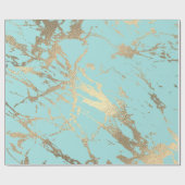 Tiffany Aqua Blue Marble Shiny Glam Cadeaupapier (Vlak)