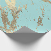 Tiffany Aqua Blue Marble Shiny Glam Cadeaupapier (Hoek)