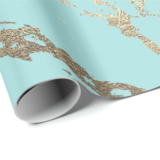 Tiffany Aqua Blue Marble Shiny Glam Cadeaupapier (Rol Hoek)
