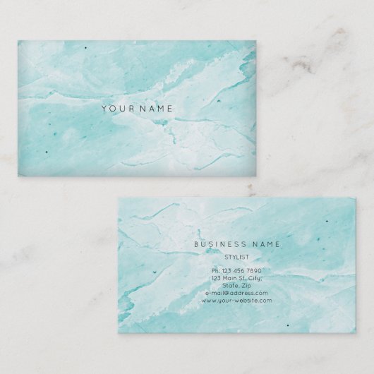 Tiffany Aqua Blue Marble Vip Abstract Minimale Vip Visitekaartje (Voorkant / Achterkant)