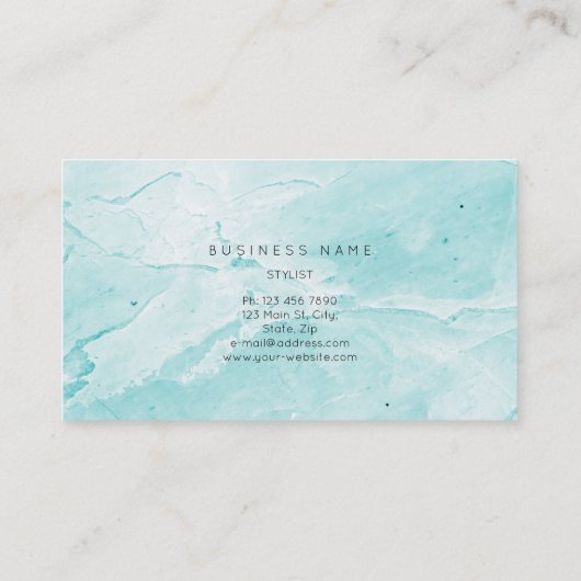 Tiffany Aqua Blue Marble Vip Abstract Minimale Vip Visitekaartje (Achterkant)