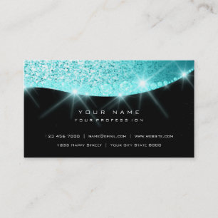 Tiffany Aqua Sparkly Diamond Glitter Glam Black Visitekaartje