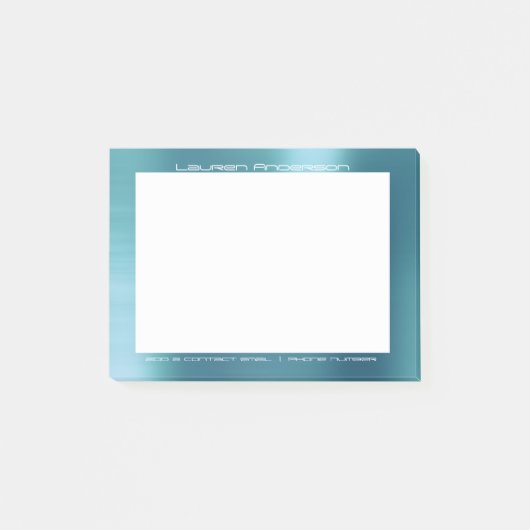 Tiffany Aqua White Kantoor Aangepast gepersonalise Post-it® Notes (Voorkant)
