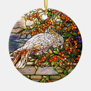 Tiffany Art Nouveau Glas in lood Parrot Ornament