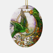 Tiffany Art Nouveau Glas in lood Parrots Ornament (Rechts)
