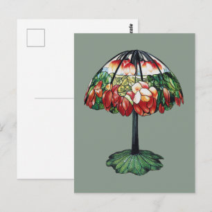 Tiffany Art Nouveau Rode Lotus Bloem Briefkaart