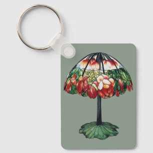 Tiffany Art Nouveau Rode Lotus Bloem Sleutelhanger