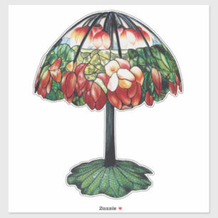 Tiffany Art Nouveau Rode Lotus Bloem Sticker
