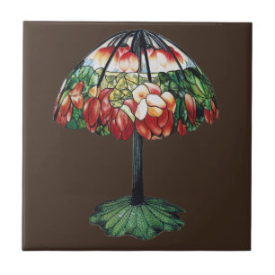 Tiffany Art Nouveau Rode Lotus Bloem Tegeltje